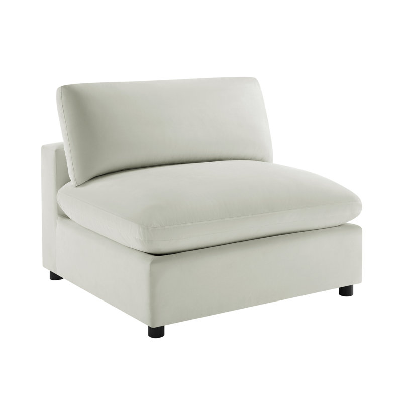 Caylie Armless Slipper Chair  Ivory, Ivory, 35.07" H x 40.07" W x 40.07" D