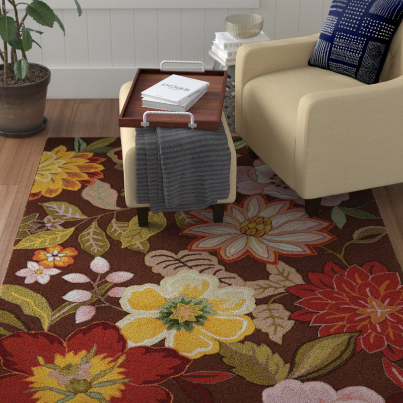 Floral Hand Woven Area Rug, Rectangle 107 x 168cm