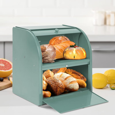 Metal Bread Box For Kitchen Countertop,Green