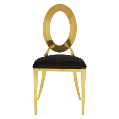 Manville 43cm H Velvet Upholstered Metal King Louis Back Side Chair