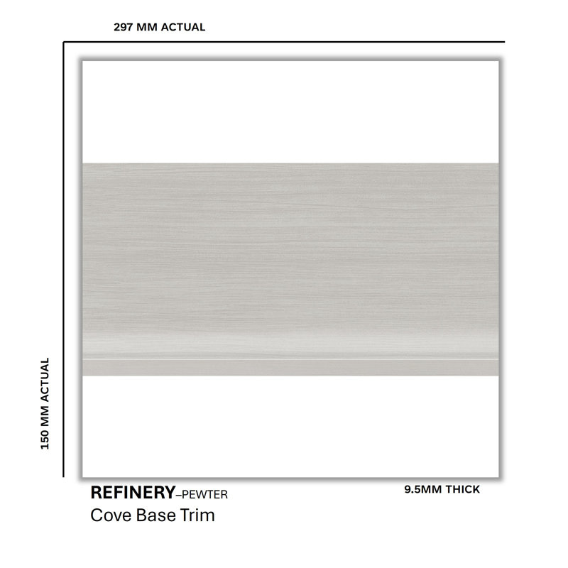 Refinery 12'' L x 6'' W Porcelain Cove Base Tile Trim, Pewter