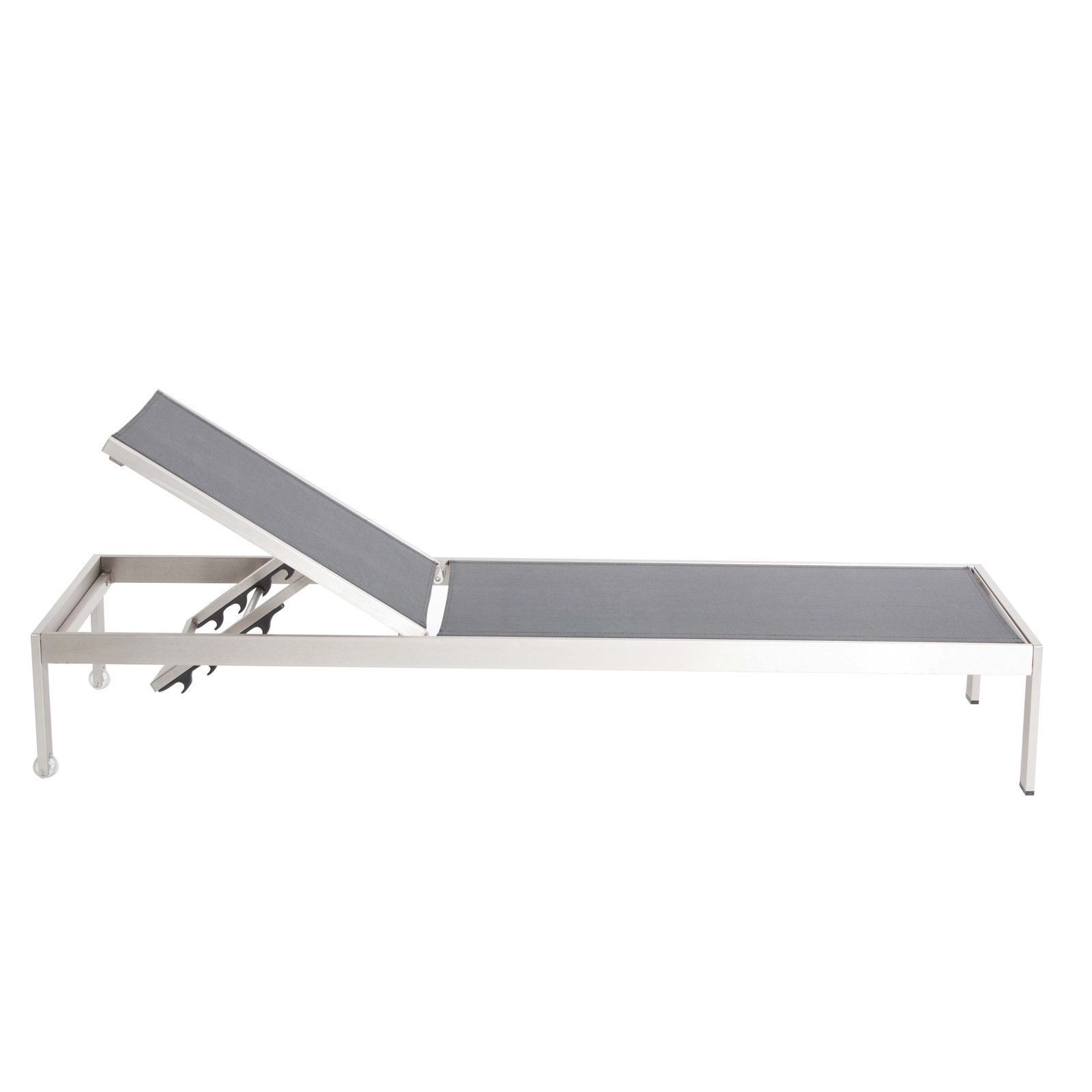 Aynura Outdoor Aluminum Chaise Lounge, Gray/Black