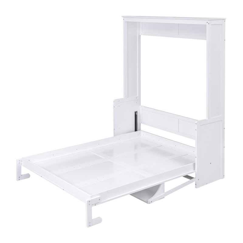 Grand lit escamotable avec tablette, blanc