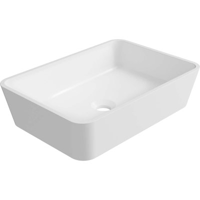 Lotus 16" x 11" Ceramic Rectangle Vessel Sink, Glossy White