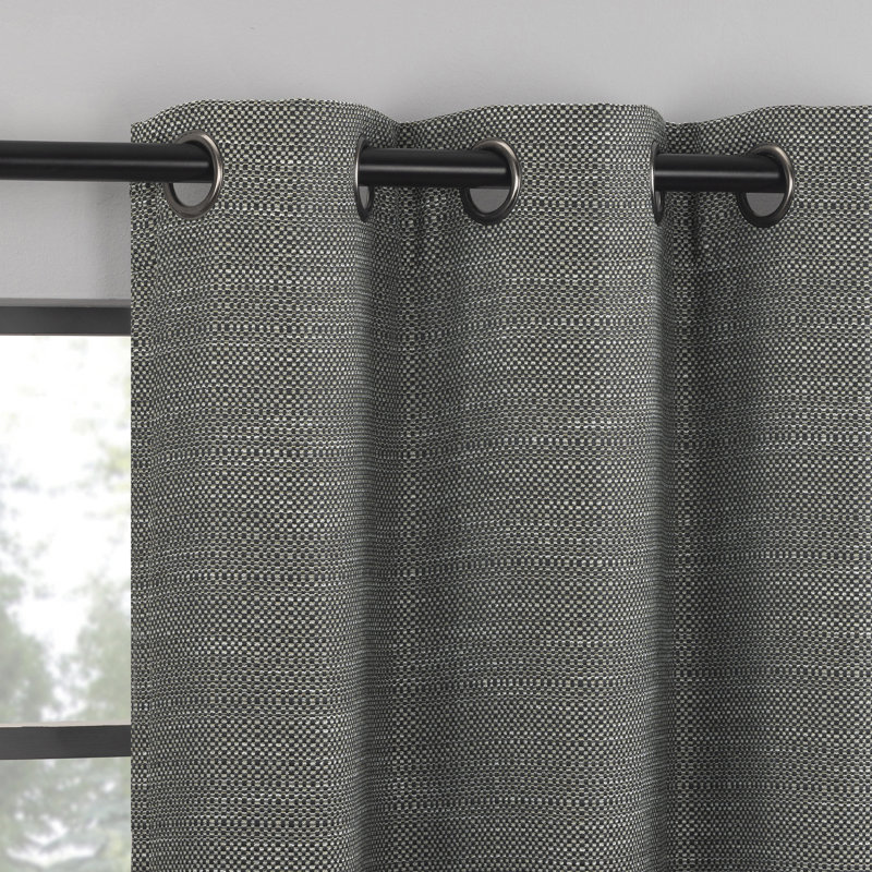 Indigo Road by Egypt Sherrod Sarasi Contrast Tweed Magnetic Closure 100% Blackout Grommet Curtain Panel, Gray, 50" W x 84" L