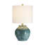 19 po Lampe de table en céramique verte avec abat-jour tambour
