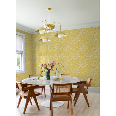 Idalia Navy Floral Flamingo Wallpaper