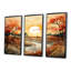 Ensemble de salon art oranges orange coucher de soleil coucher de soleil - forêt et rivière-108457081-108457079
