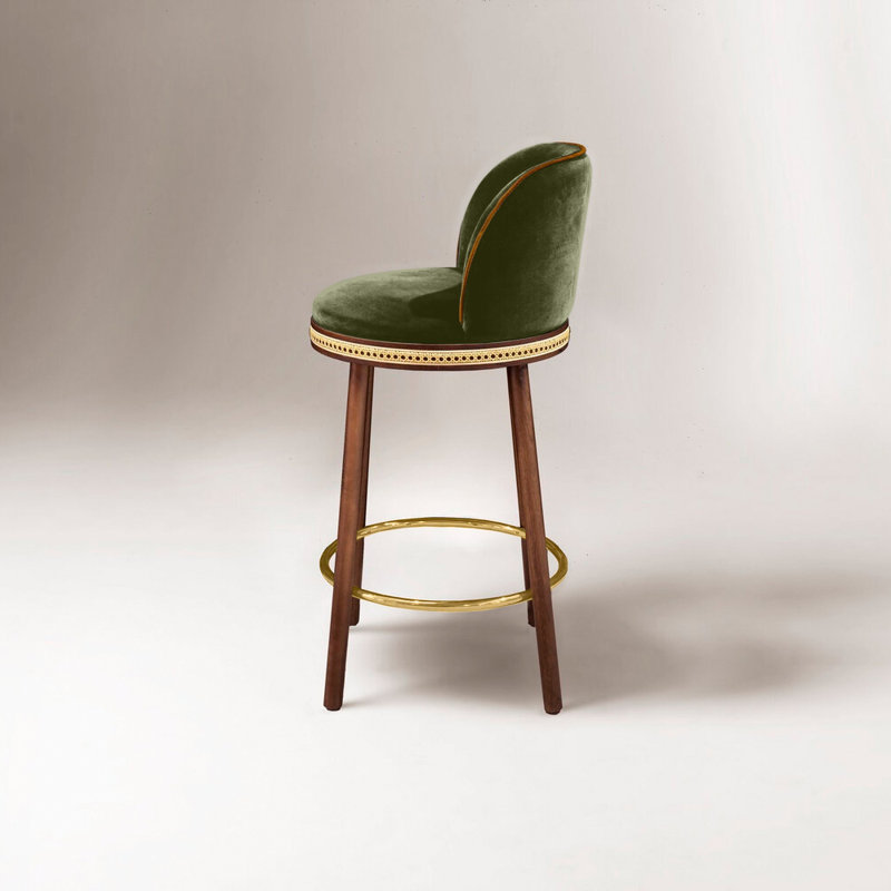 Alma Counter & Bar Stool, Kiwi, Counter Stool (27" Seat Height), Satin Brass
