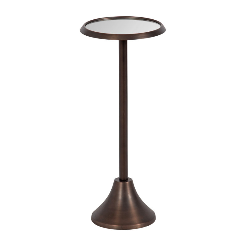 Table de bout Deanna, H 23 po x l 9 po x P 9 po, Base bronze / plateau en verre miroitant
