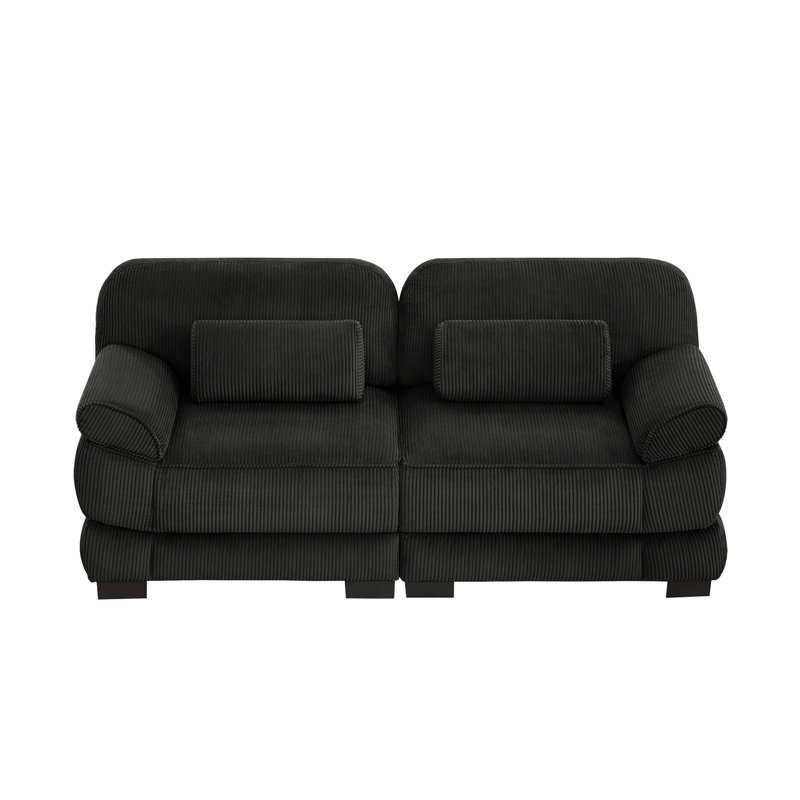 Causeuse en nuage Cloud Couch, Velours côtelé noir