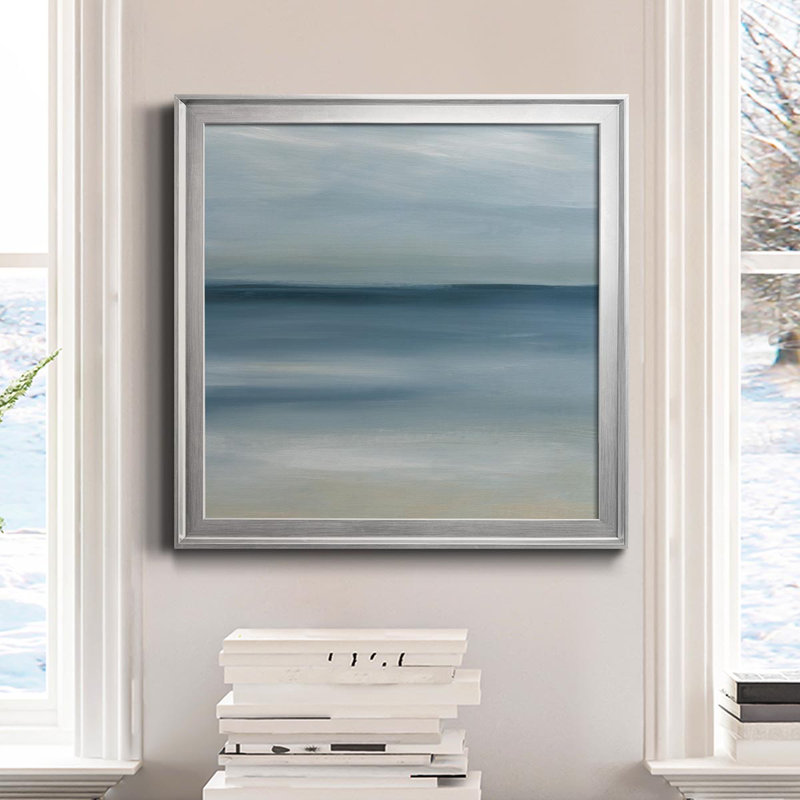 Calm Seas - Peinture sur toile encadrée, Argent, H 30,5 po x l 30,5 po x P 1,5 po