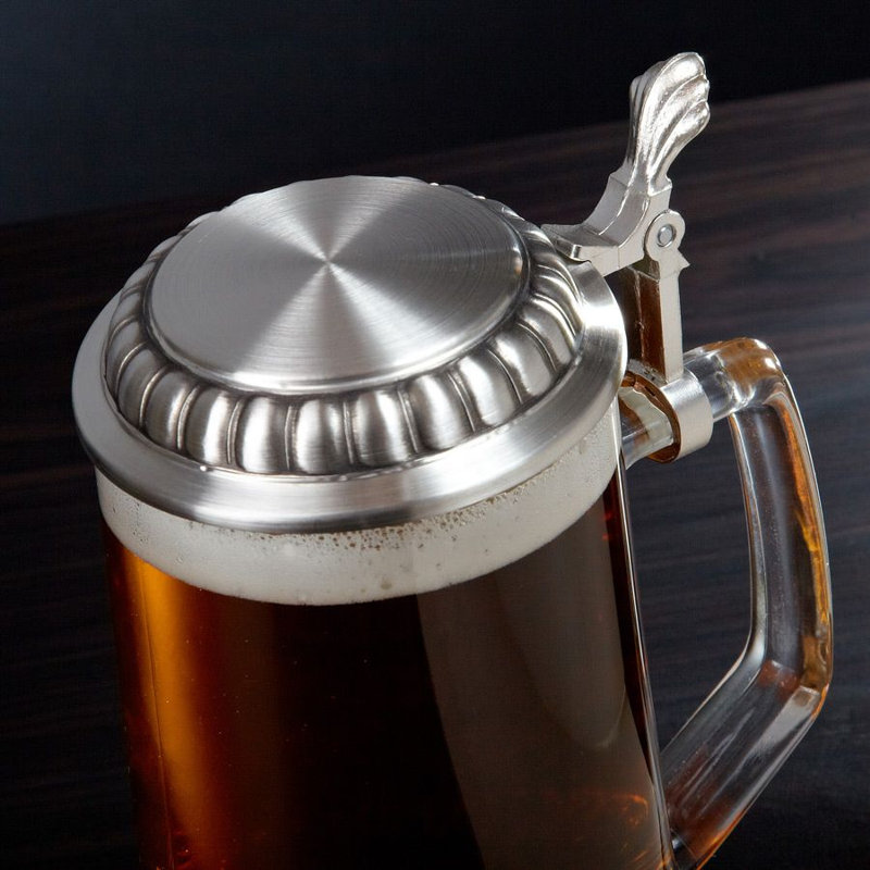 16 oz. Bière allemande avec couvercle en étain, Oui