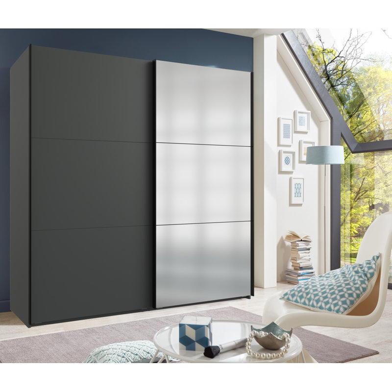 Guardino 2 Door Wardrobe, Graphite, 216cm H x 200cm W x 65cm D