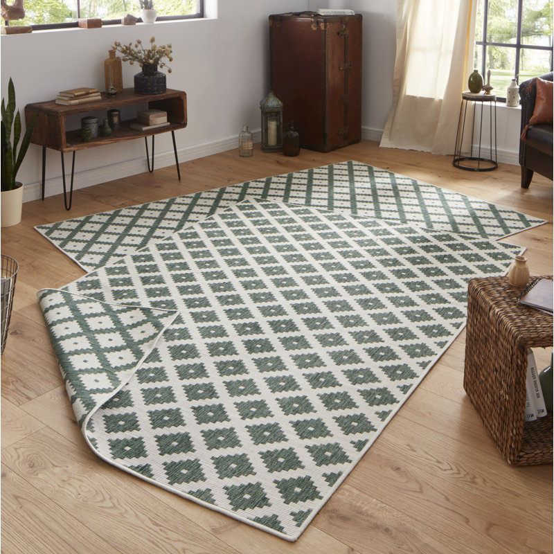 Nizza Flatweave Green Rug, Rectangular 200 x 290cm