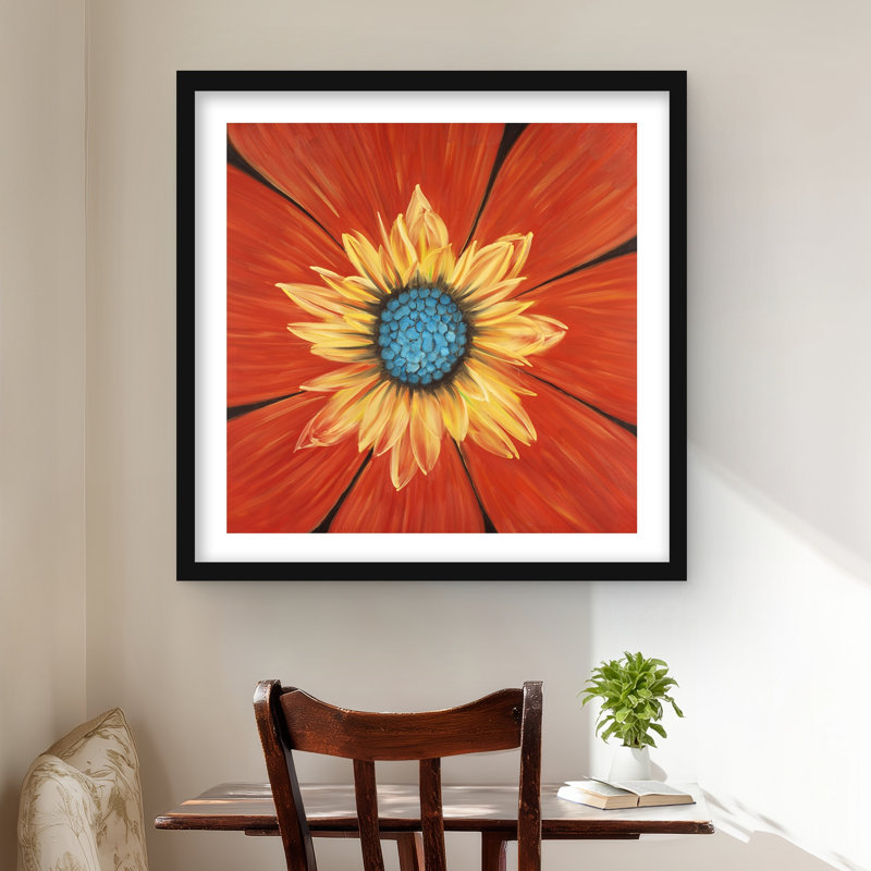 Fleur au milieu - jaune, salon, impression mat