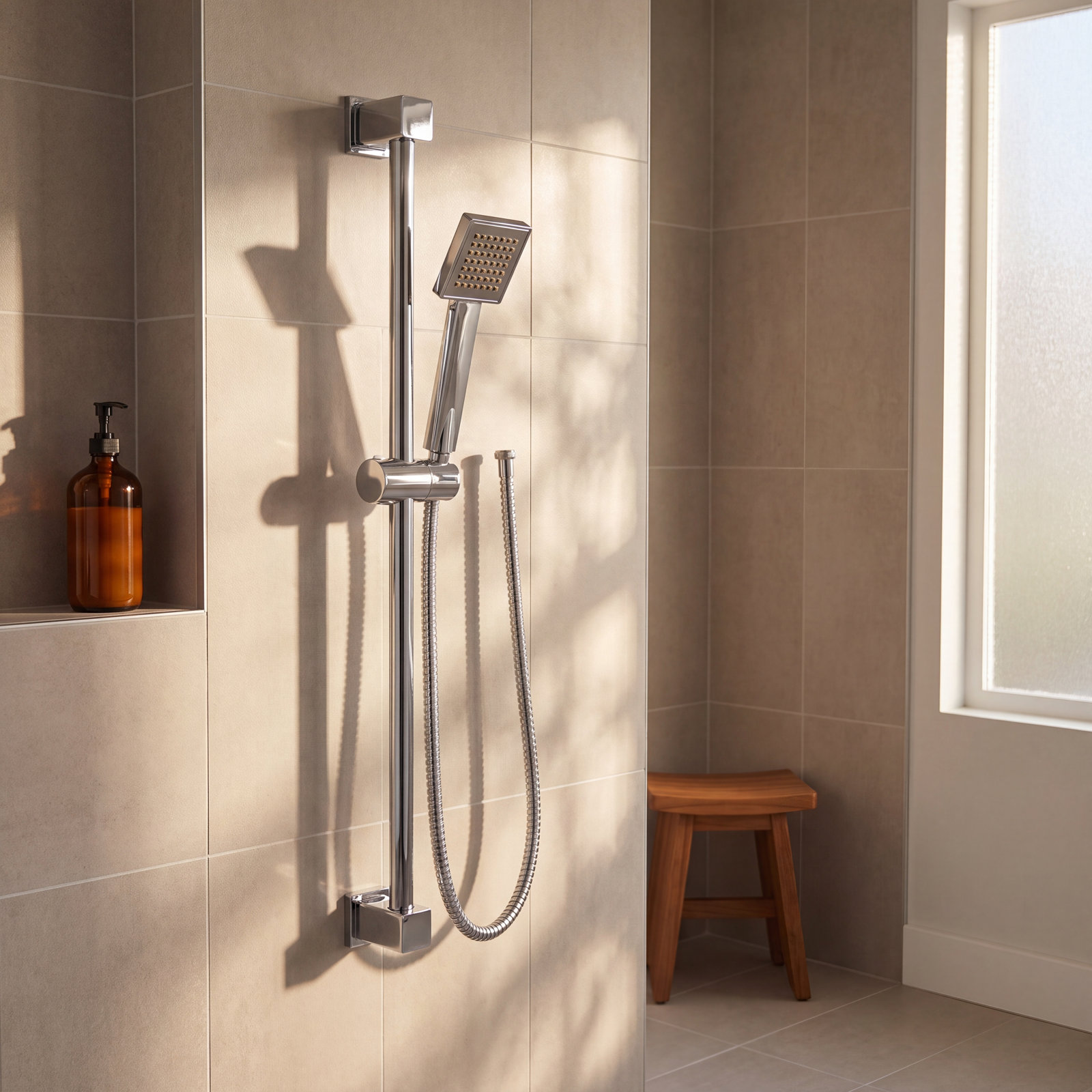 90 Degree Slide Bar Shower Head, Chrome