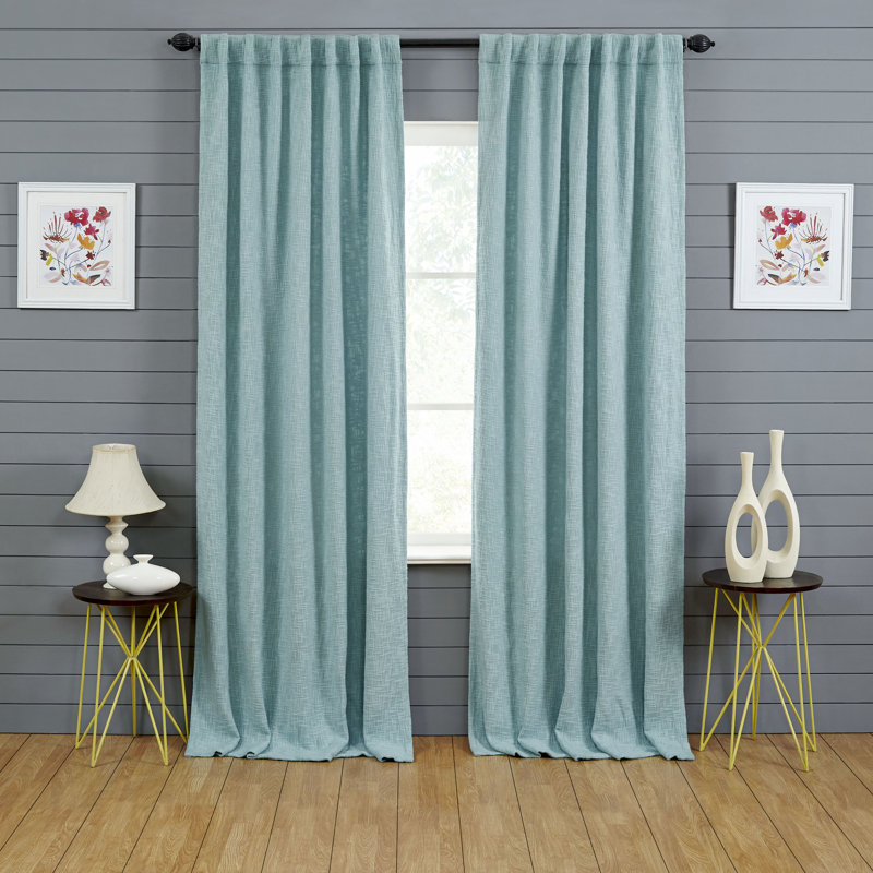 Panneau de rideau filtrant 100% coton Boucle Weave, L 51 po x L 108 po, Tourmaline