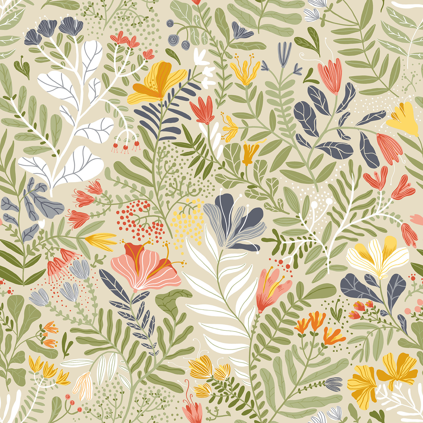 Ackworth Floral Roll, Beige/Green