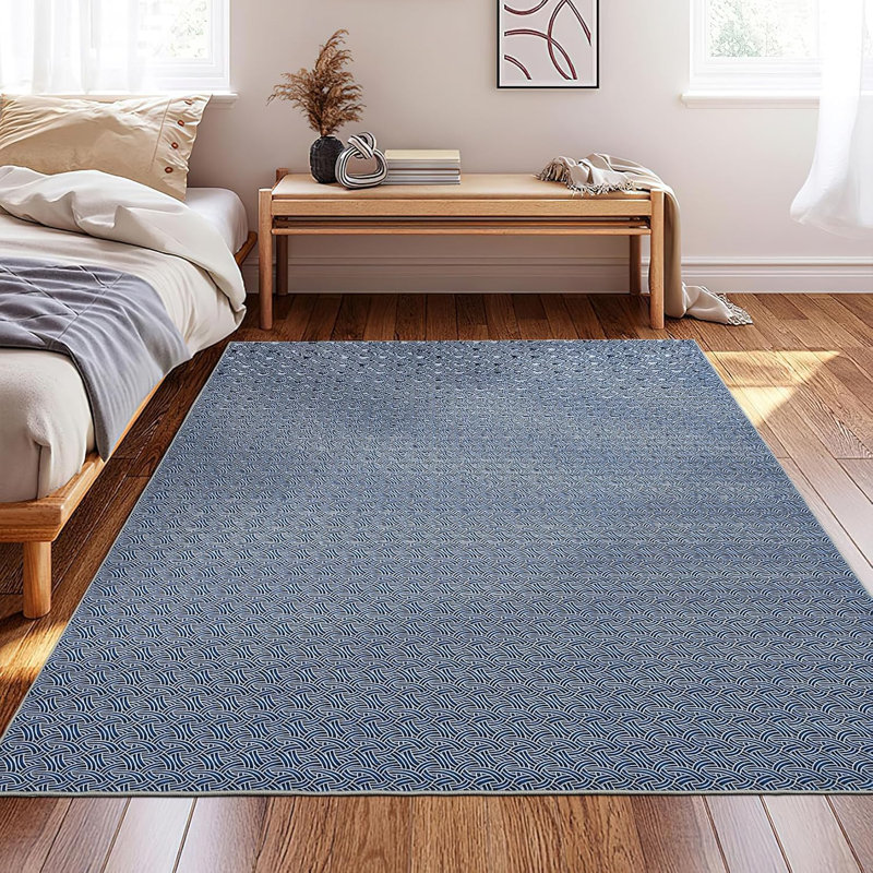 Tapis tressé réaliste lavable à la machine de 5 pi x 7 pi, antitache, antidérapant et doux (noir), Rectangle 9 pi x 12 pi