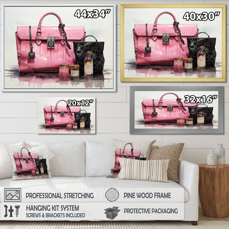 " Pink Designer Bags Glamour V ", Toile tendue, H 12 po x l 20 po x P 1 po