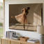 Toile, "A Graceful Ballet Dancer Strikes An Elegant Pose In A Wall Art" Softly Lit Studio Bathed In Warm Golden Sunlight Streaming, art mural-432911203