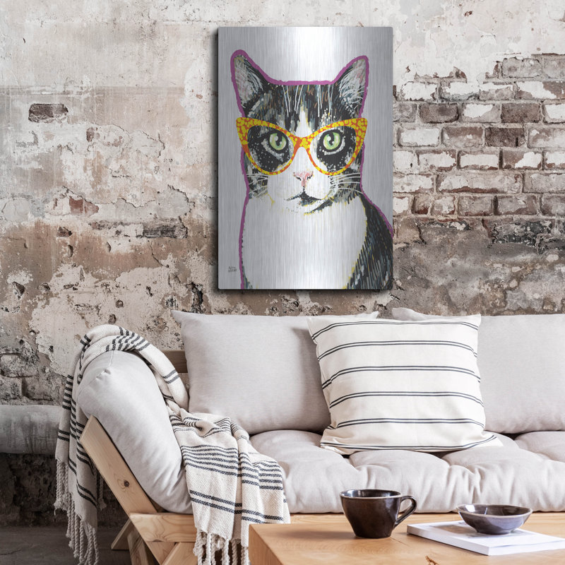 Art mural en métal Trinx «Bespectacled Pet 3» par Melissa Averinos, H 36 po x l 24 po