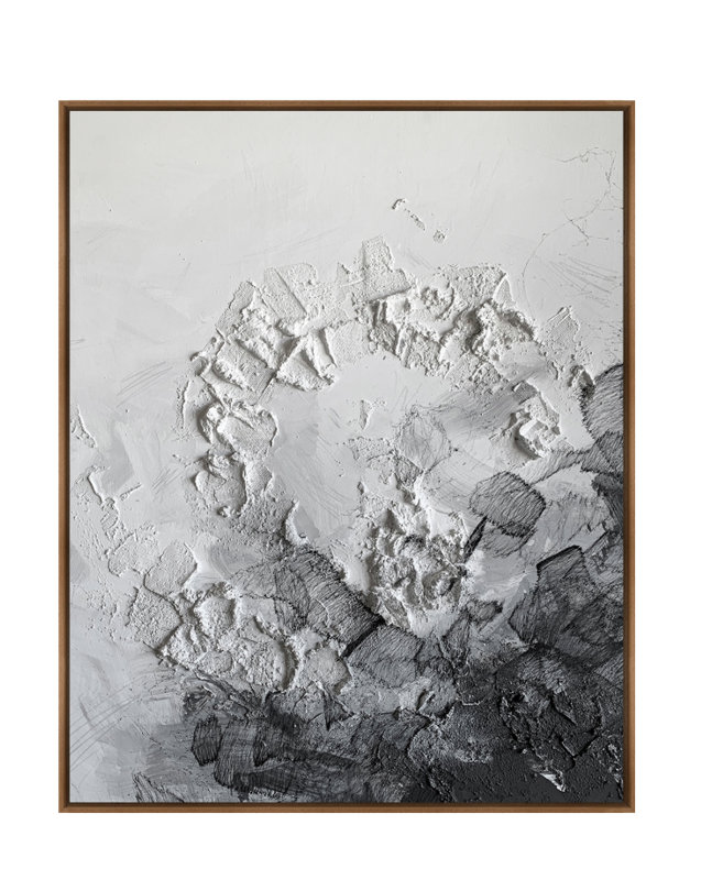 Velora Single Picture Frame Painting on Wood, 90 cm H x 90 cm W, Walnut