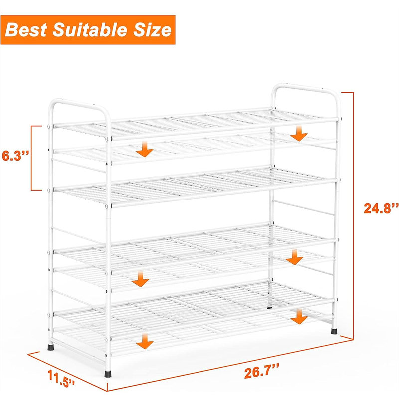 12 Pair Stackable Shoe Rack, White