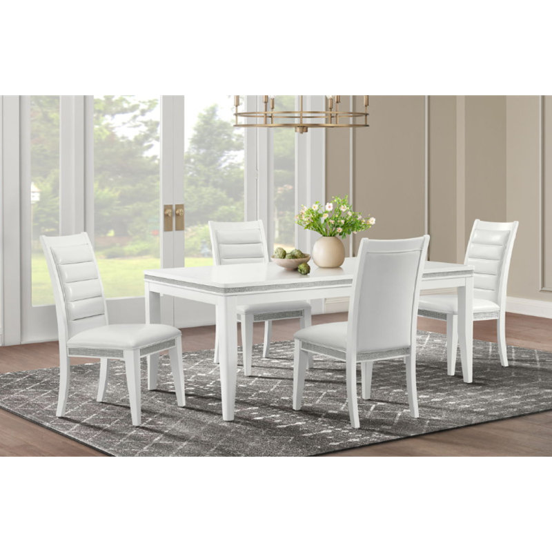 Rectangular Dining Table With Leaf - White