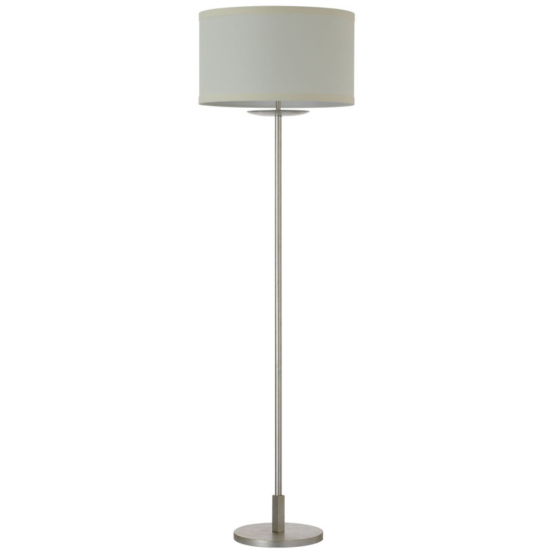 kate spade new york Walker 58" Cordless Floor Lamp with Linen Shade, Burnished Silver Leaf, White
