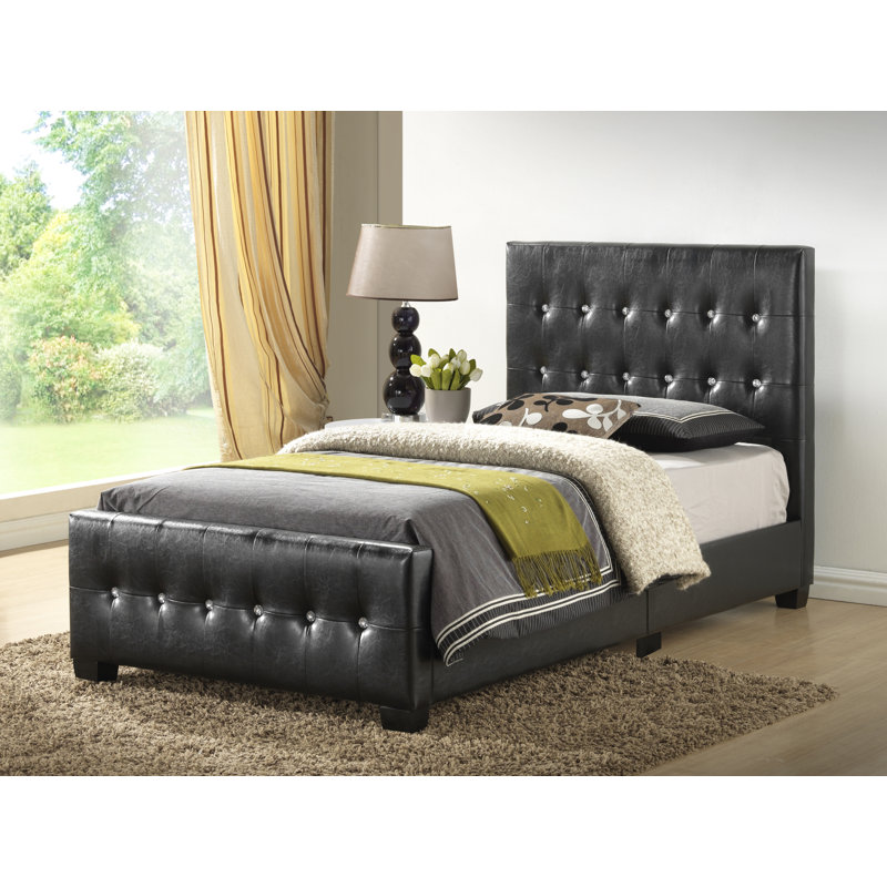 Max Vegan Leather Standard Bed, Full, Black