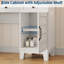 Bureau de coiffeuse moderne blanc avec miroir lumineux, plateau de table en verre, station de charge, tiroirs, armoire, tablettes ouvertes, tabouret rembourré - grande table de rangement avec rangement - blanc-430041935
