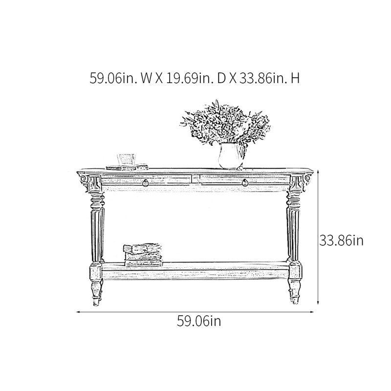 Rural Retro Console Table, 33.86" H x 59.06" W x 19.69" D