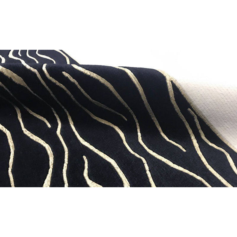 Hand-Knotted High-Quality Beige and Black Area Rug