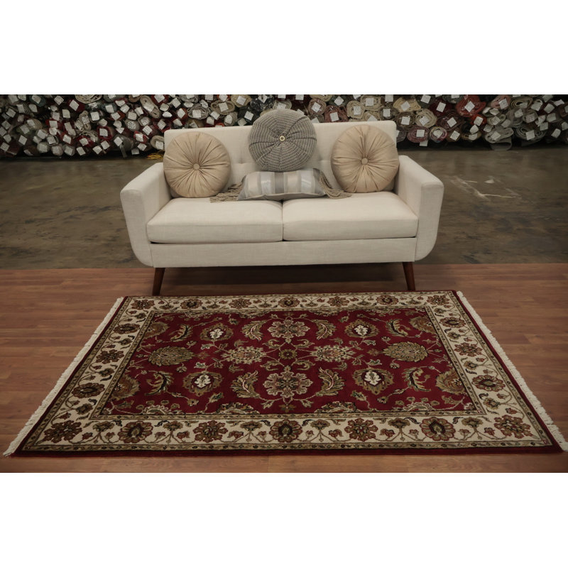 Superbe tapis oriental rouge Agra 4 x 6 rehaussant tout espace