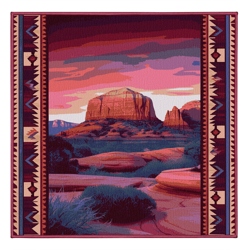  Tapis lavable Sedona Sunset Southwestern, Carré 4 pi