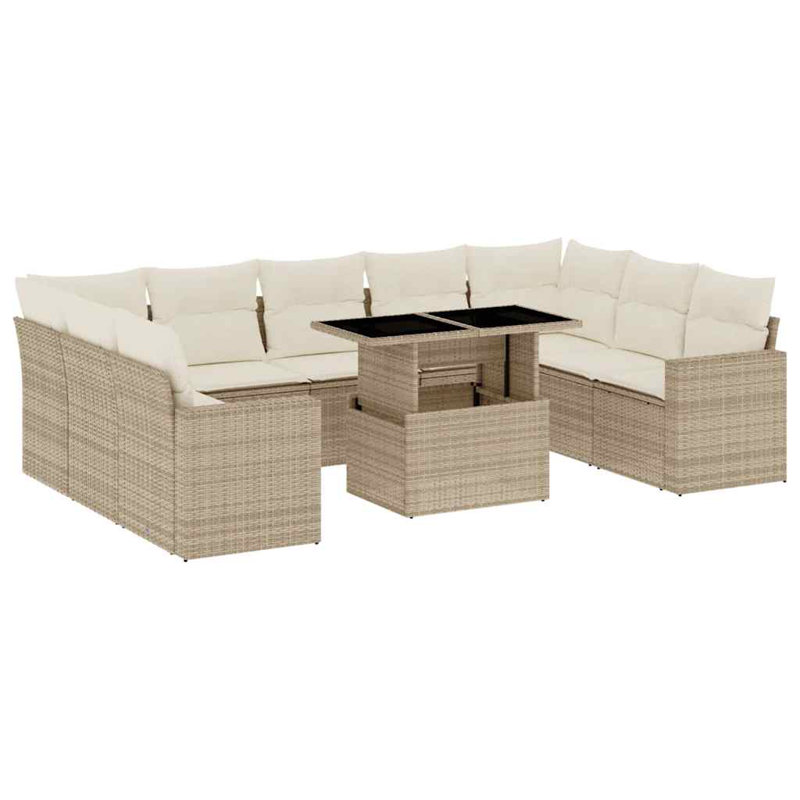 Ensemble de canapé de jardin en rotin poly 10 pièces Vidaxl