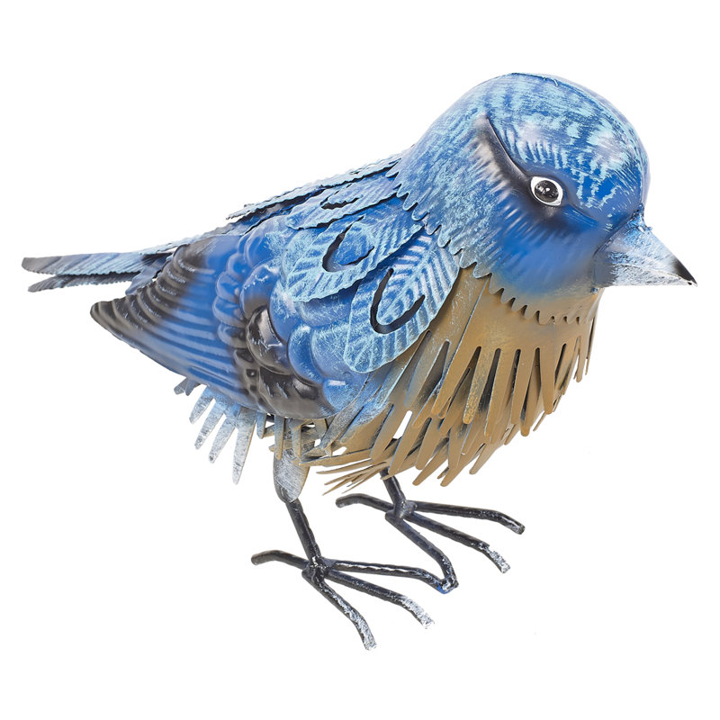 Harlsden Bird Metal Garden Statue, Blue