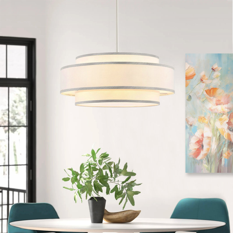 Aasim 18" Modern 4-Light Dimmable Drum Chandelier, Nickel