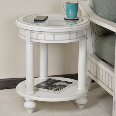 Monaco - Table de bout ronde - Sans insert - Finition blanc