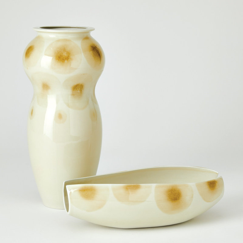 Handmade Porcelain China Table Vase, Taupe