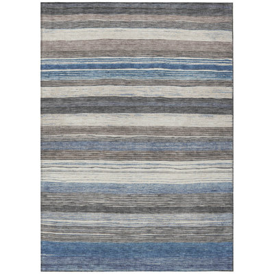 Machine Washable Indoor/Outdoor Cinead ACN1703 Denim Rug