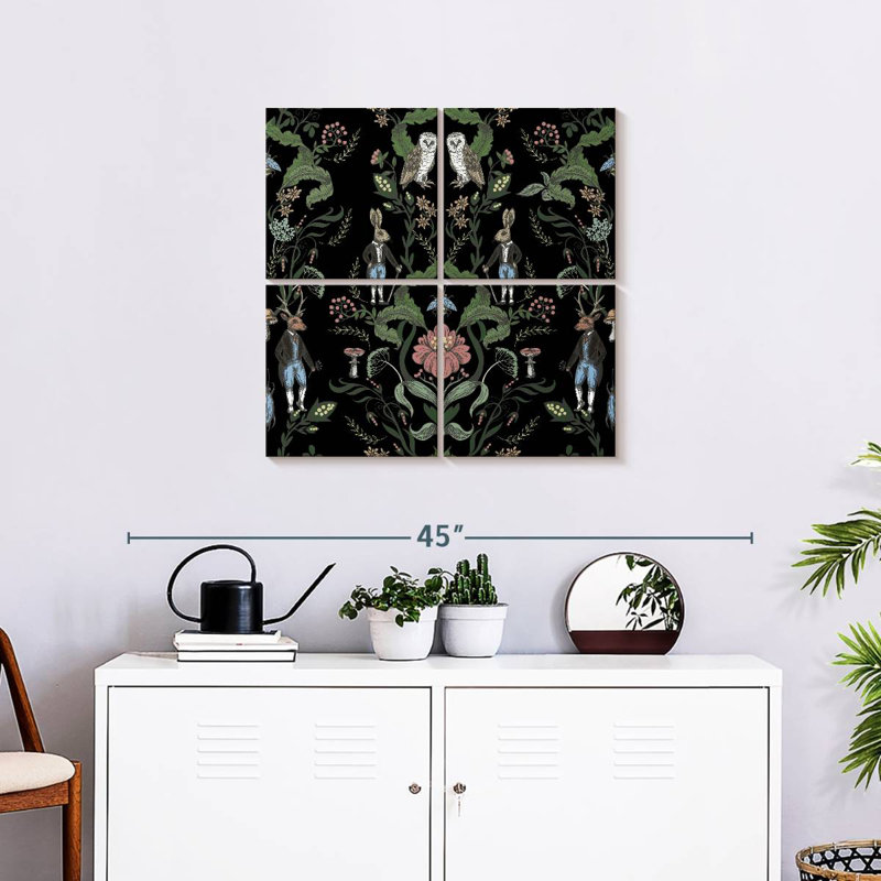 Créatures de nuit rétro florales, H 26 po x l 26 po