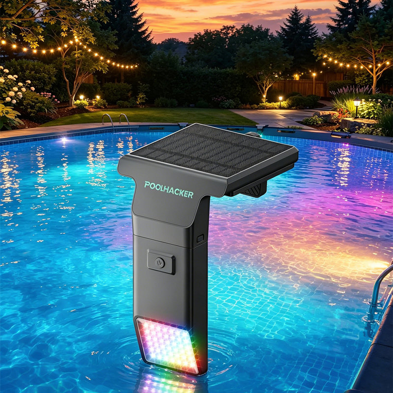 Luminaire solaire pour piscine creusée et hors terre, 10 couleurs et 4 modes dynamiques, panneau solaire ETFE, télécommande, étanche IP68, montage facile