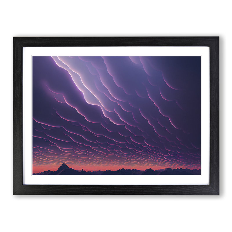 Alert Clouds - Single Picture Frame Print, Black, 46cm H x 64cm W x 2cm D