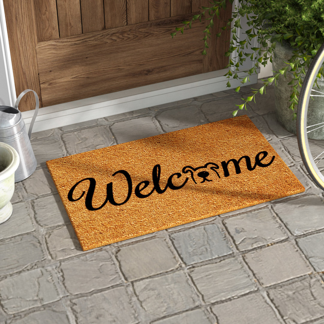 Horace Doggie Welcome Non-Slip Outdoor Door Mat Red Barrel Studio® Mat 