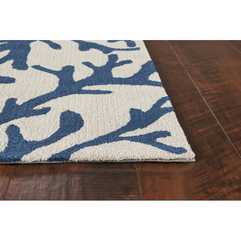Tapis ivoire / bleu Delphine, Rectangle 5 pi x 7 pi 6 po