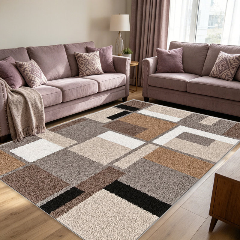 Tapis 1pc Earthy Block Abstract, Rectangle 3 pi 4 po x 5 pi 4 po