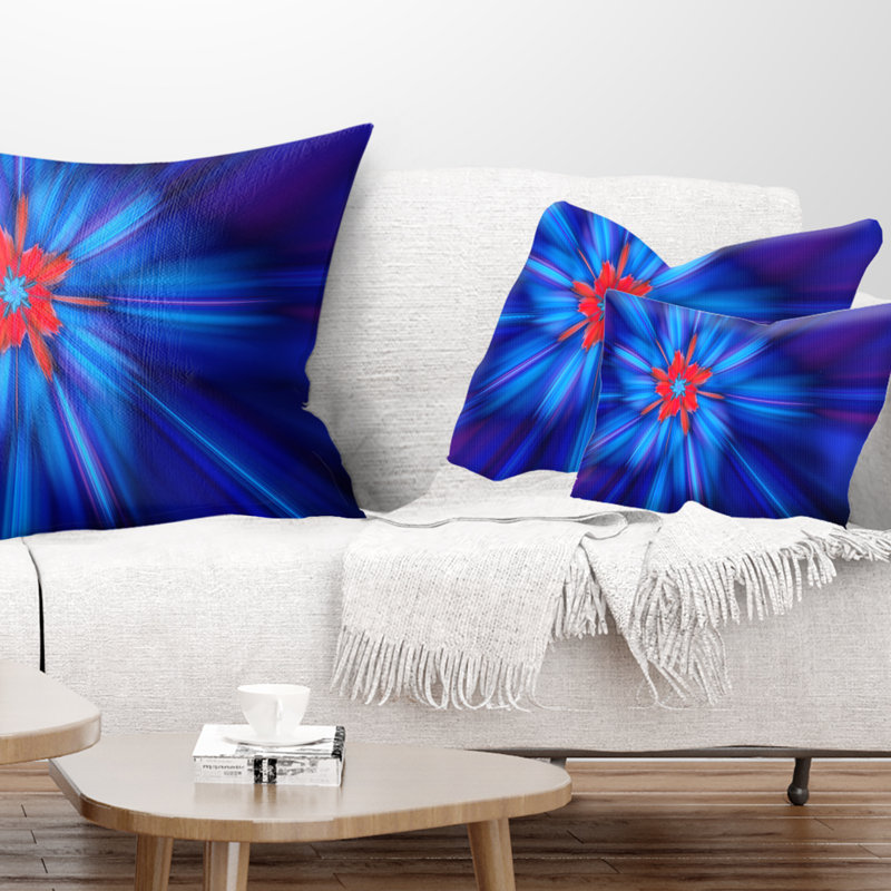 Feux d'artifice rotatifs - coussin à imprimé floral, Bleu